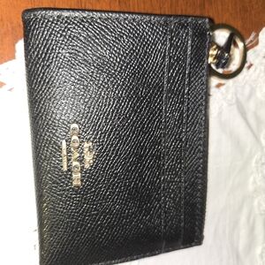 Coach Black Textured Leather Key Holder